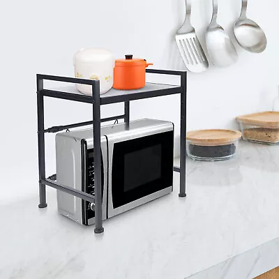 Kitchen Microwave Oven Rack Metal Counter Shelf Bakers Stand Holder & Hooks USA • $27