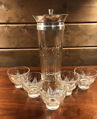 Vintage Mid-Century Indiana Glass  COCKTAILOR  Set- Shaker Five Cocktail Glasses • $75