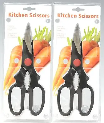 2 Pairs Heavy Duty Kitchen Scissors Home Office Craft Meat Fish Durable • £3.99