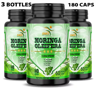 Moringa Oleifera Organic Leaf Extract 10000mg Serving 100% Pure Capsules 180 • $19.16