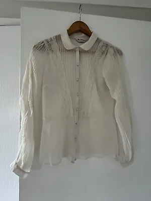 Miss Selfridge Vintage Long Sleeve Ivory Lace Blouse Size 8 • £4.99