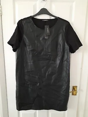 £20 • Buy Dunnes Store Plus Size  Black Faux Leather Women Short Sleeve  Shift Dress 18