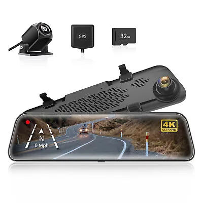 $169.93 • Buy WOLFBOX G840S 12'' Mirror Front And Rear 4K Dash Cam Dual Cameras View For Cars