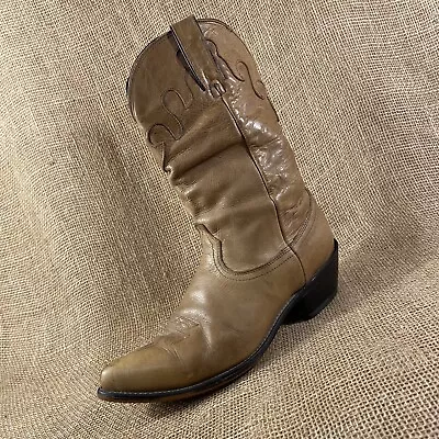 Vintage Durango Cowboy Western Boots Distressed Beige Leather Women’s Size 9 M • $33.99