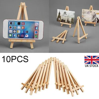 10x Mini Wooden Easel Pine Wood Dispaly Painting Canvas Art Table Stands Wedding • £7.78