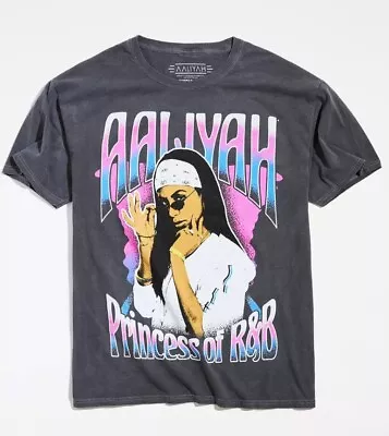 Aaliyah Princess Of R&B Graphic T-Shirt Vintage Washed Black Men's Size Medium • $24.94