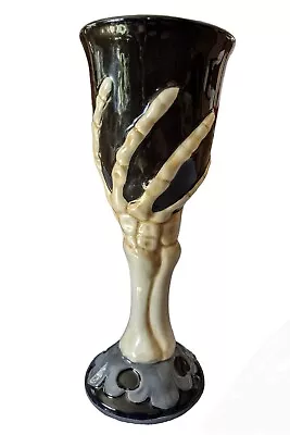 Ganz Skeleton Hand Holding Ceramic Goblet Wine Glass Cup  8.25  Unique Oddity  • $15.99
