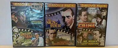 Lot Of Three 2-Movie Packs (DVD) Sherlock Holmes The Shadow Mr. Moto Sealed • $8.50