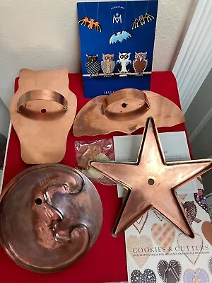 Vintage Martha Stewart Set Of 4 Large Copper Cookie Cutters - Owl/bat Moon/Star • $215