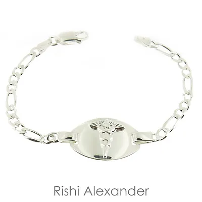 925 Sterling Silver Medical ID Bracelet Italian Made Personalized Engraving • $29.99