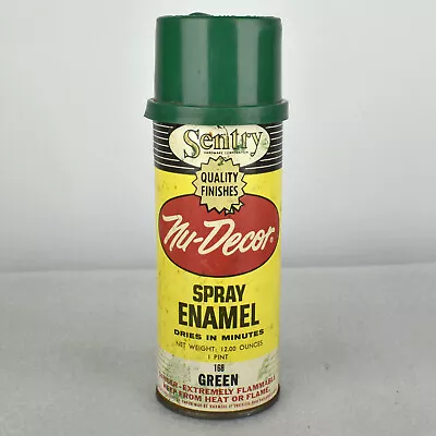 Vintage Sentry Nu-Decor Spray Enamel Paint Can GREEN 1/4 Full PAPER LABEL • $14.95