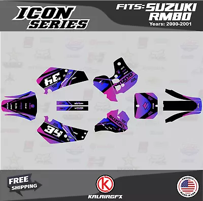 Graphics Decal Kit For Suzuki RM80 (2000-2001) RM80 Icon Series - Magenta Shift • $54.99