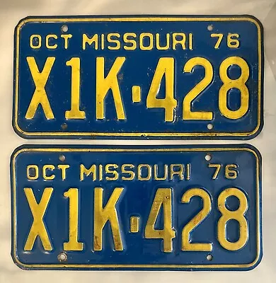 1976 Missouri Automobile License Plate Matched Pair / Set X1K-428 • $39.99