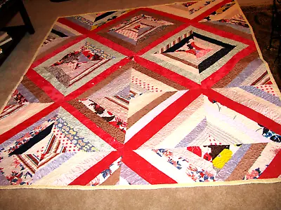 Vintage Geometric Quilt-86 1/2  X 77  - Colorful And Zaney - ON SALE • $79.99