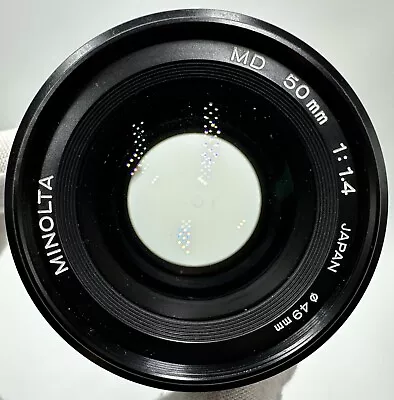 Minolta MD 50mm F/1.4 Lens W/ Rear Cap Clean Clear Glass Fully Func • $67.50