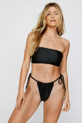 Nasty Gal Recycled Longline Bandeau Bikini Set Size 6 • £22.99