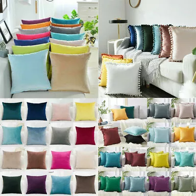 £3.83 • Buy 16  18  20  22  24  Velvet Plain Cushion Covers Pillow Cases Home Sofa Decor UK