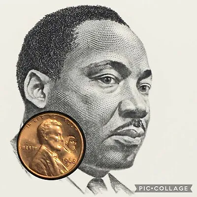 Martin Luther King Jr Penny Stamped On 1968s AU/BU Lincoln Memorial Cent VP625 • $1.99