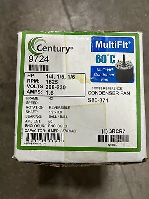 **new** Century 9724 Condenser Motor 1/4 1/5 1/6 Hp 208-230v 42y 1625rpm • $89.99