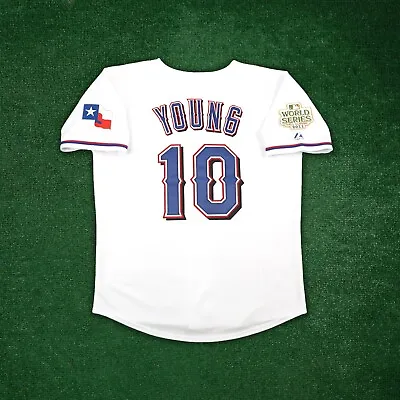 Michael Young 2011 Texas Rangers World Series Men's Home White Jersey (S-3XL) • $129.99