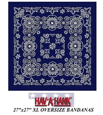 Hav-A-Hank XL BIG SIZE BLUE PAISLEY 27 BANDANNA Head Wrap Face Mask Neck Scarf B • $10.99