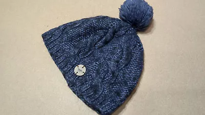 MUSTANG Jeans Blue Beanie Hat One Size Knit Pom Winter Warm Thermal Outdoor • $9.95