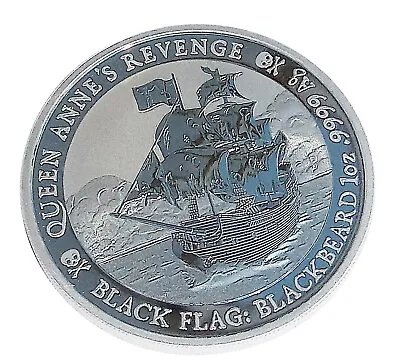 1oz 2019 St Anne's Revenge Tuvalu Silver Black Flag 1 Dollar 1 Edition NEW • £106.98