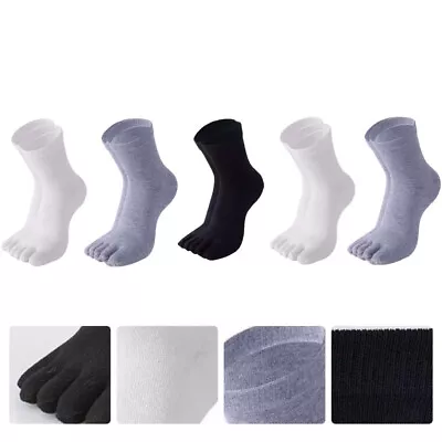 5 Pairs Men Cotton Toe Socks Men's Five-Finger Mens Stocking Absorb Water • £11.63