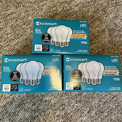 EcoSmart 60-Watt Equivalent A19 Dimmable LED Light Bulb Selectable CCT (12-Pack) • $20.42