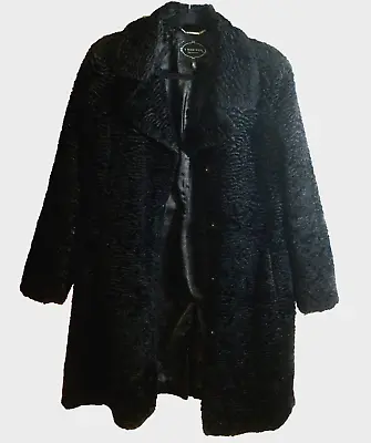 Vintage Women Coat Faux Fur Black XL • $38