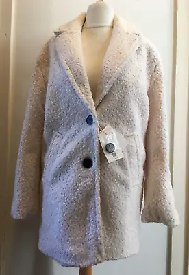 $56.90 • Buy Bershka Womens Long Sleeve Straight Boucle Coat Jacket Size Small BNWT Ecru