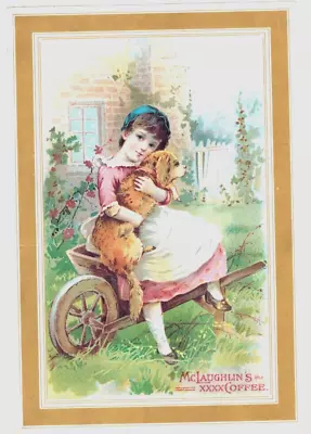 Victorian McLaughlin Coffee Trade Card 7  X 5 1/2 Minty (McL-31)  Girl And Dog  • $6