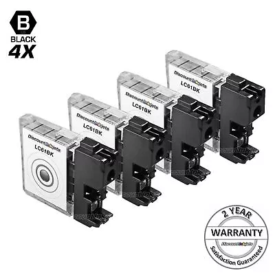 4PK LC61BK For Brother LC61 BLACK Inkjet Cartridge MFC-990CW DCP-585CW DCP-375CW • $5.99