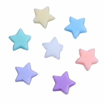 ❤ 200 X Mixed STAR Acrylic PASTEL 10mm Spacer Beads Children Jewellery Making ❤ • £1.20