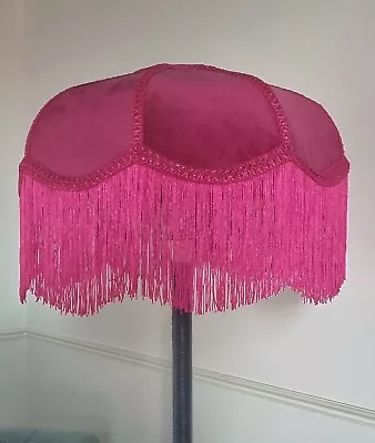 Handmade Bright Pink Velvet Lampshade Pendant For Standard Lamp Or Ceiling Light • £130