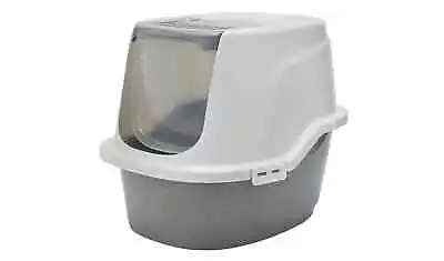 Grey Cat Litter Tray Portable Hooded Cat Loo Easy Clean Kitten Pet Toilet Box • £7.95