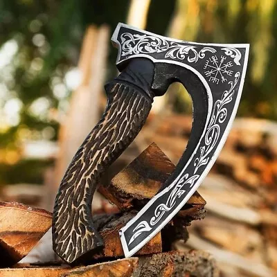 Custom Forged Viking Axe Pizza Cutter Bush Craft Forest Axe/ Hatchet With Case • $3.25