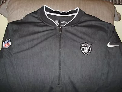 NFL Las Vegas Raiders Nike Dri-Fit  Black Coaches 1/2 Zip Golf Jacket Men Medium • $47.99