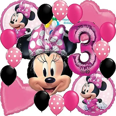 Disney Minnie Mouse Party Supplies Licensed Balloon Bouquet Bundle 3rd Birthday • £20.43