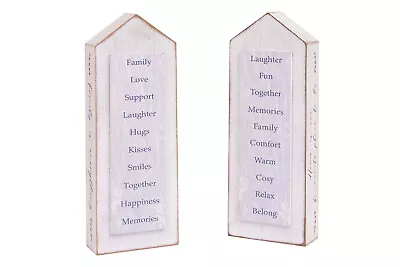 Distressed White Washed House Word Blocks Family Laughter Love Fun Home Decor • £12.99