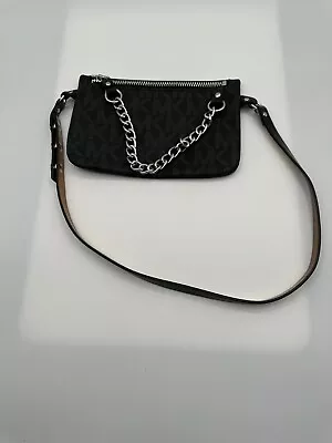 Michael Kors MK Black & Gray Synthetic Leather Fanny Pack Belt Bag Size M • $20.75