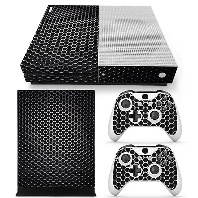 Black Metal Mesh 3D Xbox One S Slim Skin Sticker Decal Console &2 Controllers • $9.89