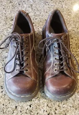 DR DOC MARTENS 90s Daisy Leather Oxford Chunky Shoes Sz 9 12283 Brown VINTAGE • $179.95
