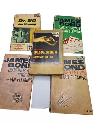 A Collection Of 5x James Bond Books - Ian Fleming - 1960s - Vintage - Pan Books • £15