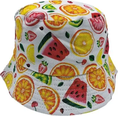 Fruits Retro Bucket Hat Fisherman Reversible Casual Style Sun Protection Hat • £7.99
