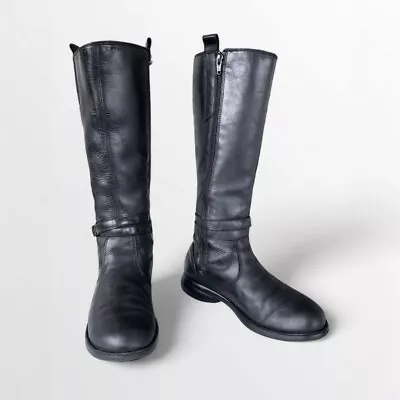 Merrell Black Leather Waterproof Riding Boots Women's Size 8.5 Tetra Strap Tall • $35.99