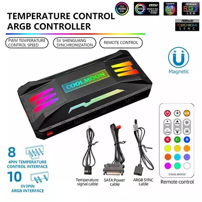 2-in-1 PWM & ARGB Controller Hub 8 Ports 12V 4Pin Fan & 5V 3Pin Wireless RGB • £14.27