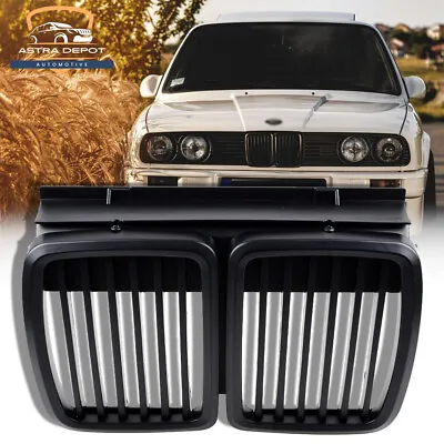 Front Hood Center Grille Matte Black Kidney Grill For BMW E30 1982-1994 3-Series • $29.98