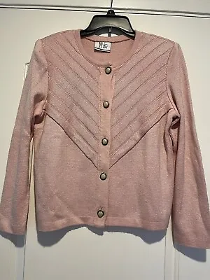 Vintage Mita Pink Sweater Womens Size 8 Long Sleeves Pearl Accent Buttons EUC • $39.99