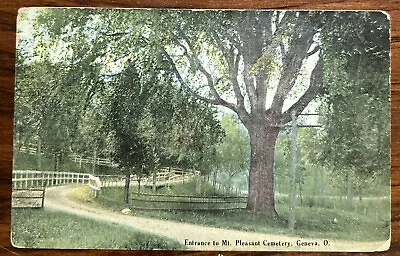 Mt Pleasant Cemetery Geneva Ohio OH ~ Antique Postcard ~ 1910 Postmark • $4.99